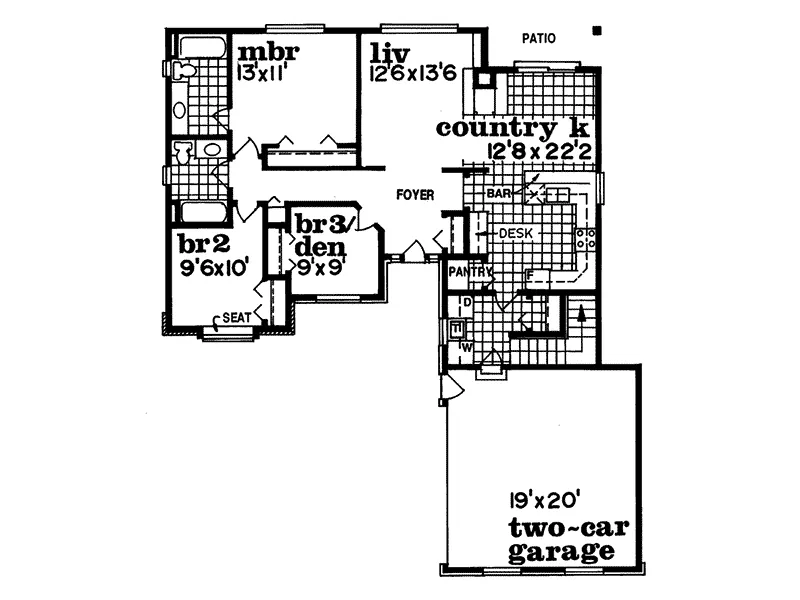 Traditional House Plan First Floor - Fountain Hill Ranch Style Home 062D-0265 - Search House Plans and More