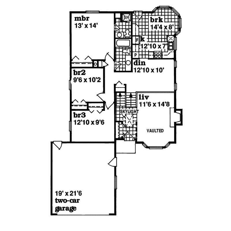 Ranch House Plan First Floor - Breezeway Country Home 062D-0266 - Search House Plans and More