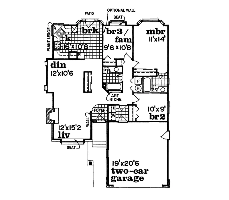 Contemporary House Plan First Floor - Doddridge Trail Ranch Home 062D-0268 - Search House Plans and More