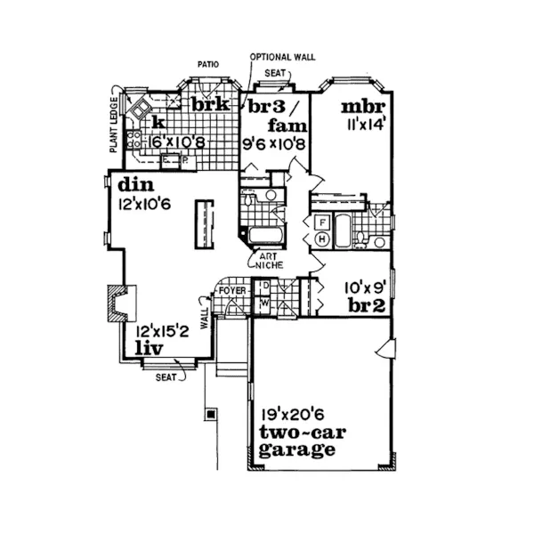 Contemporary House Plan First Floor - Doddridge Trail Ranch Home 062D-0268 - Search House Plans and More