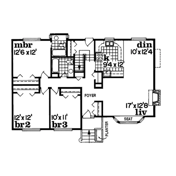 Contemporary House Plan First Floor - Derrick Pointe Traditional Home 062D-0269 - Search House Plans and More