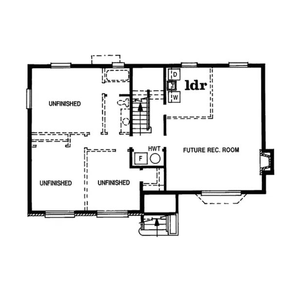 Contemporary House Plan Lower Level Floor - Derrick Pointe Traditional Home 062D-0269 - Search House Plans and More