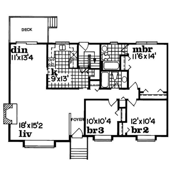 Traditional House Plan First Floor - Debbenham Country Home 062D-0270 - Search House Plans and More