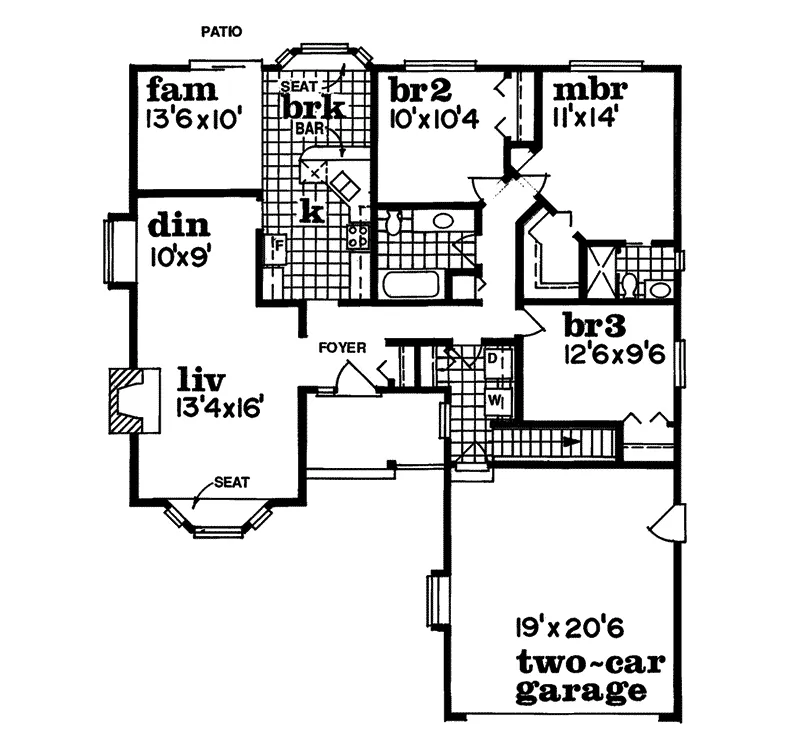 Country House Plan First Floor - Wormely Country Ranch Home 062D-0278 - Shop House Plans and More