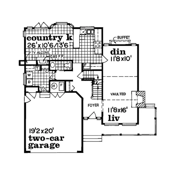 Craftsman House Plan First Floor - Cabaschon Shingle Country Home 062D-0280 - Search House Plans and More