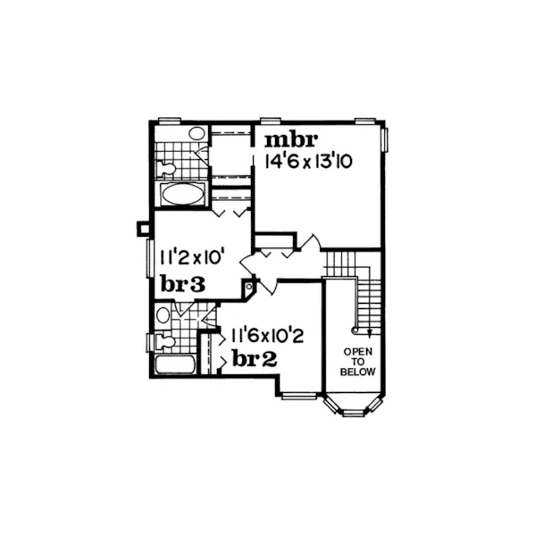 Craftsman House Plan Second Floor - Cabaschon Shingle Country Home 062D-0280 - Search House Plans and More