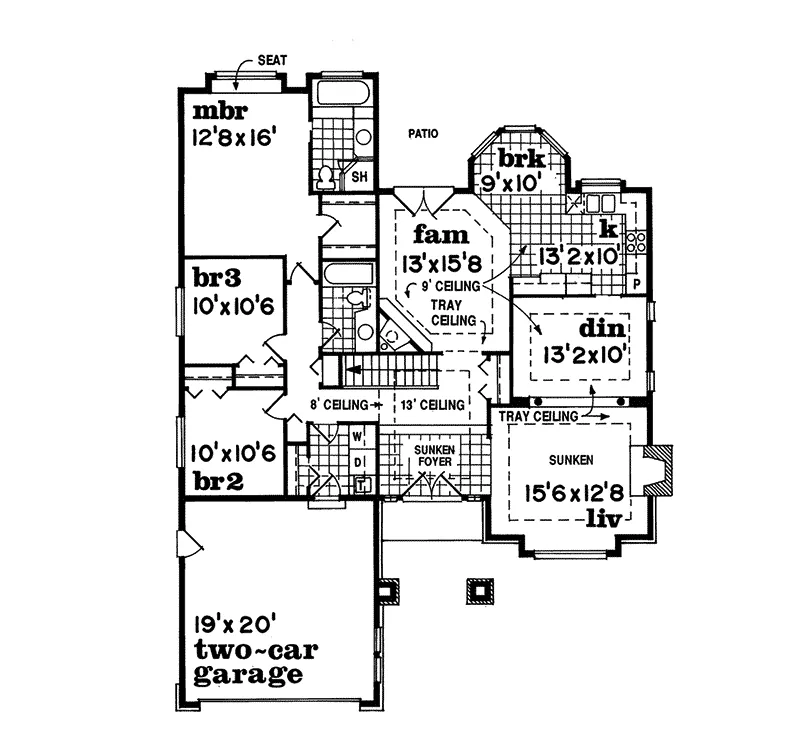 European House Plan First Floor - Zavalla Ranch Home 062D-0282 - Shop House Plans and More