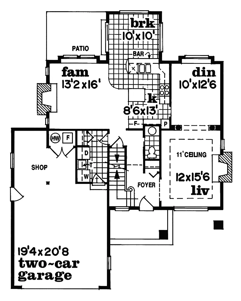 Modern House Plan First Floor - Everett Traditional Home 062D-0290 - Search House Plans and More