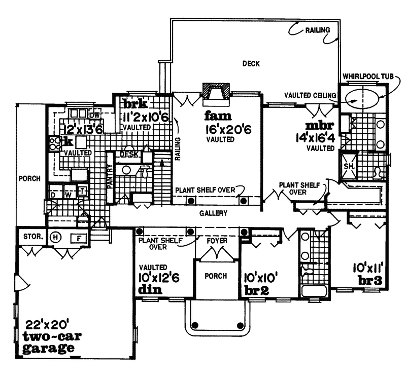 Traditional House Plan First Floor - Hillcrest Estate Ranch Home 062D-0291 - Search House Plans and More