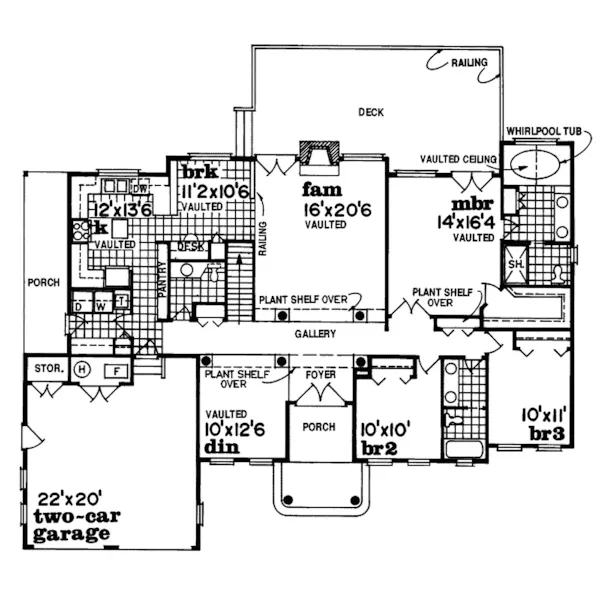 Colonial House Plan First Floor - Hillcrest Estate Ranch Home 062D-0291 - Search House Plans and More