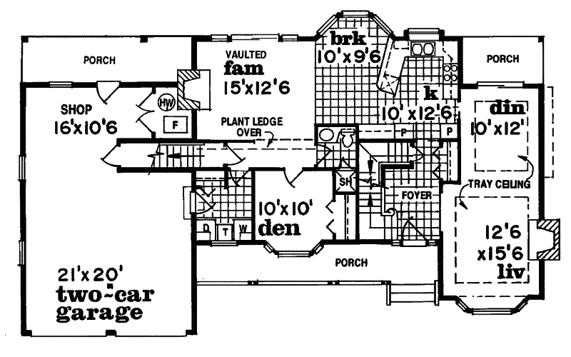 Shingle House Plan First Floor - Milton Point Southern Farmhouse 062D-0294 - Shop House Plans and More