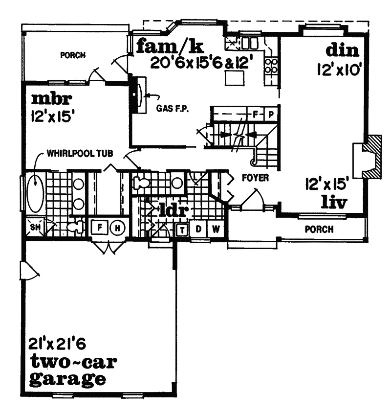 Country House Plan First Floor - Frankstone Country Style Home 062D-0295 - Search House Plans and More