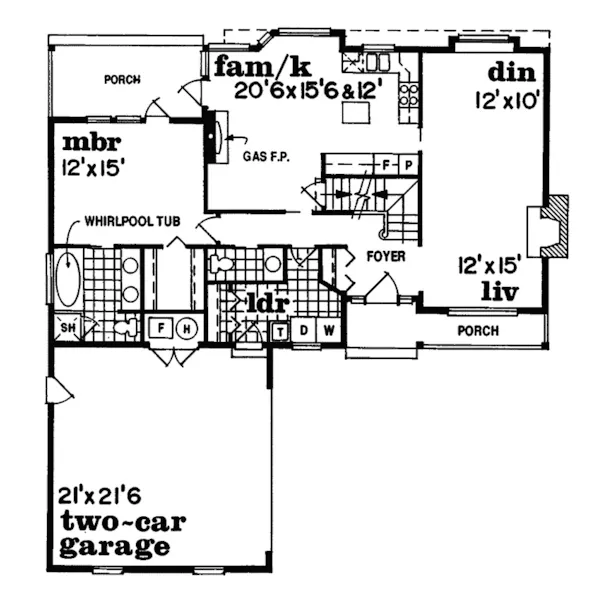 Contemporary House Plan First Floor - Frankstone Country Style Home 062D-0295 - Search House Plans and More