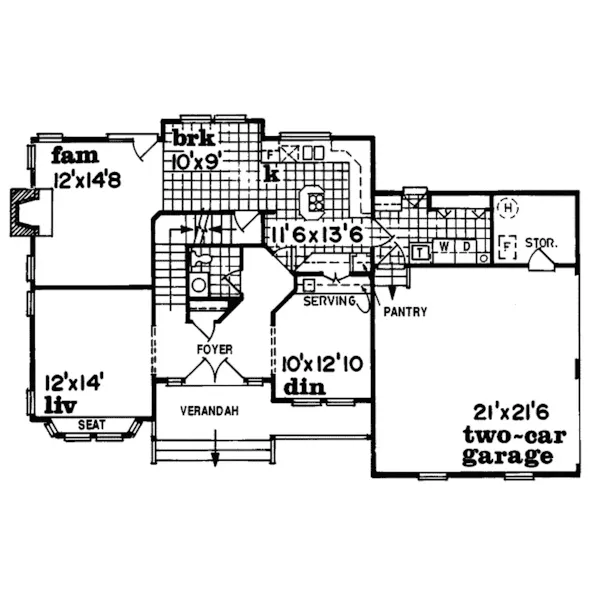 Colonial House Plan First Floor - Windhseim Southern Home 062D-0299 - Shop House Plans and More