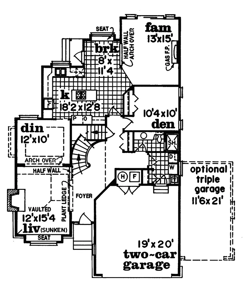 Contemporary House Plan First Floor - Driscoll Traditional Home 062D-0300 - Search House Plans and More
