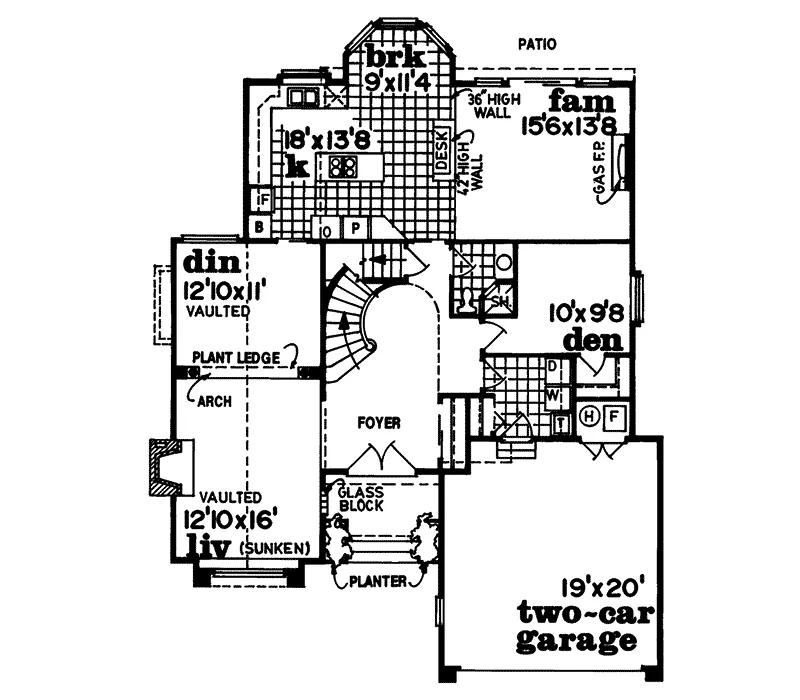 Southern House Plan First Floor - Seawind Sunbelt Home 062D-0305 - Shop House Plans and More