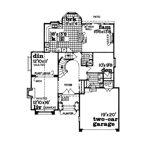 Traditional House Plan First Floor - Seawind Sunbelt Home 062D-0305 - Shop House Plans and More