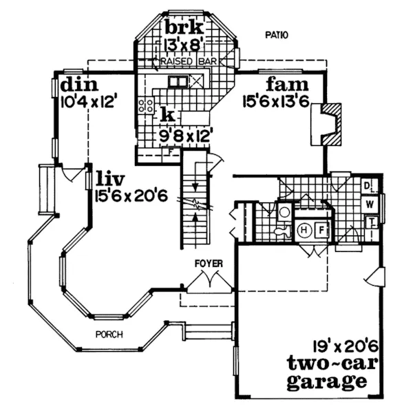 Traditional House Plan First Floor - Allegany Way Victorian Home 062D-0307 - Search House Plans and More