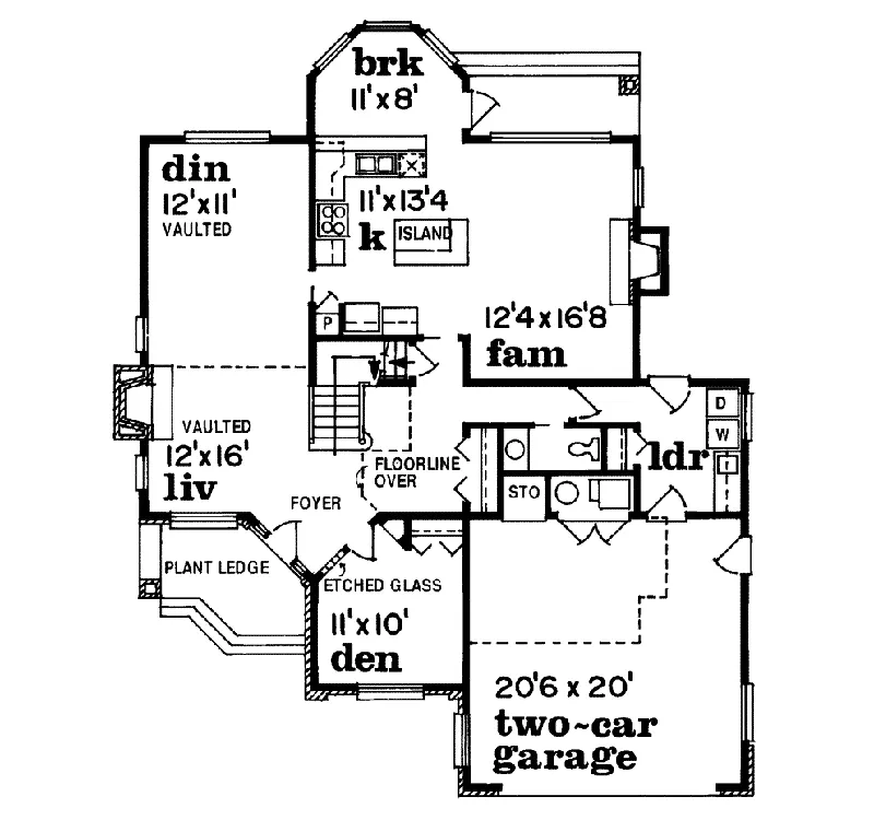 Traditional House Plan First Floor - Armena Traditional Home 062D-0308 - Search House Plans and More