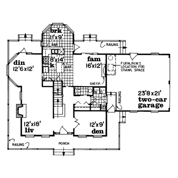 Colonial House Plan First Floor - Painted Creek Country Farmhouse 062D-0309 - Shop House Plans and More