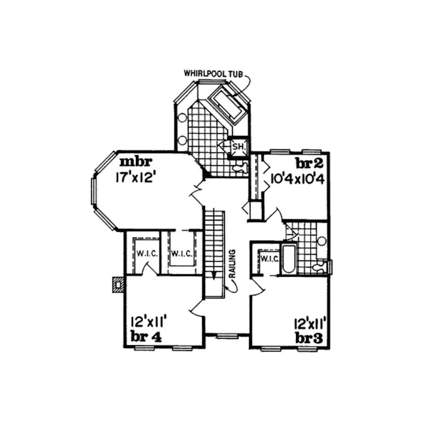 Colonial House Plan Second Floor - Painted Creek Country Farmhouse 062D-0309 - Shop House Plans and More