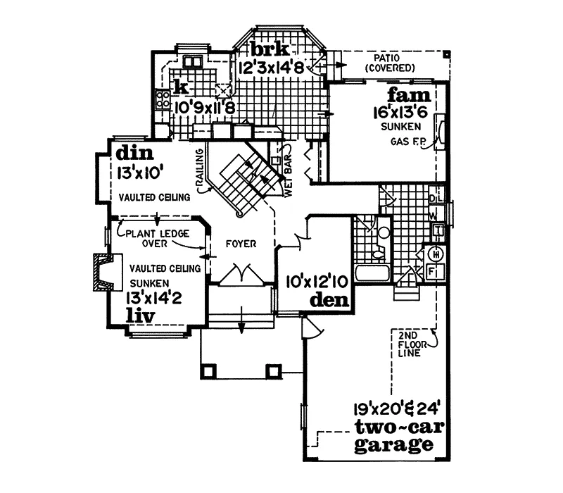 Contemporary House Plan First Floor - Amato Southern Sunbelt Home 062D-0310 - Search House Plans and More