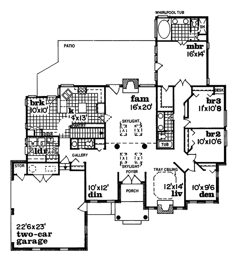 Traditional House Plan First Floor - Borgnine Traditional Ranch Home 062D-0313 - Search House Plans and More
