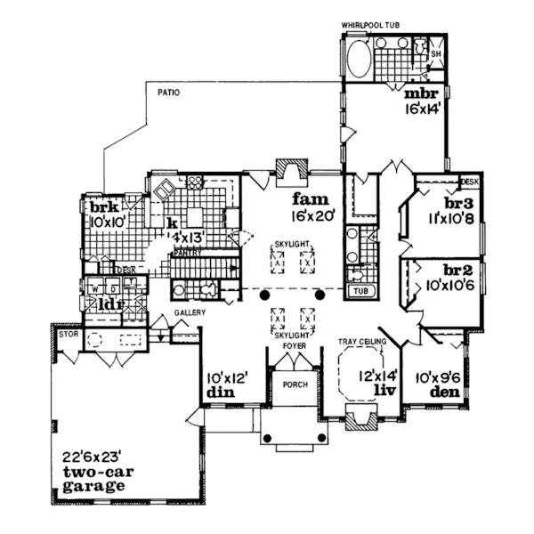 Country House Plan First Floor - Borgnine Traditional Ranch Home 062D-0313 - Search House Plans and More