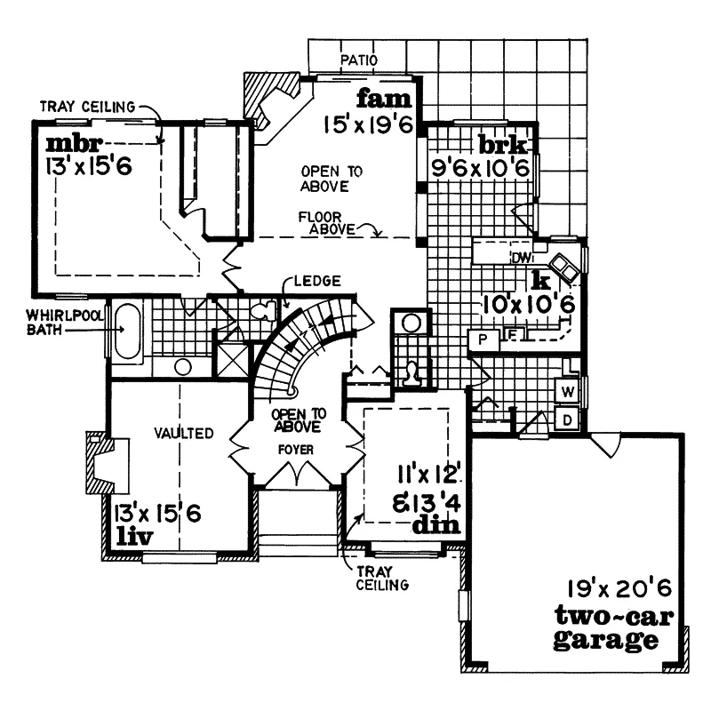 Contemporary House Plan First Floor - Rose Summit Traditional Home 062D-0314 - Shop House Plans and More