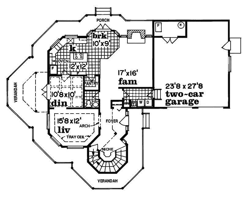 Traditional House Plan First Floor - Park Hill Victorian Home 062D-0315 - Shop House Plans and More