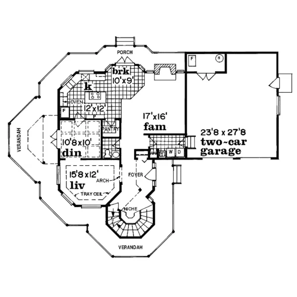 Contemporary House Plan First Floor - Park Hill Victorian Home 062D-0315 - Shop House Plans and More