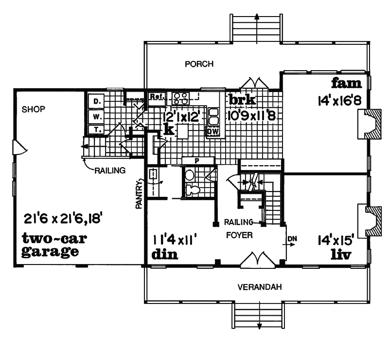 Traditional House Plan First Floor - Floradella Country Home 062D-0316 - Search House Plans and More