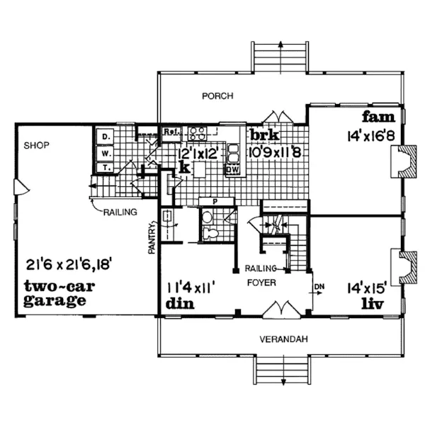 Country House Plan First Floor - Floradella Country Home 062D-0316 - Search House Plans and More