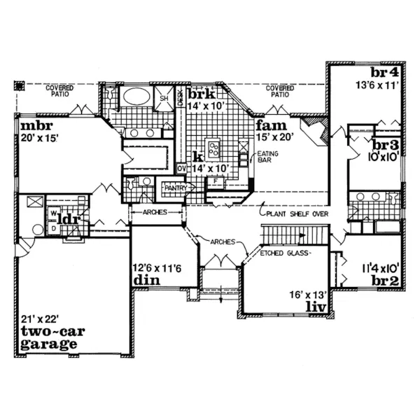 Ranch House Plan First Floor - Heatherton Place Ranch Home 062D-0317 - Search House Plans and More