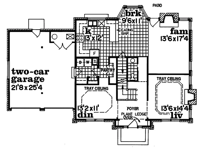 Traditional House Plan First Floor - Single Oak Traditional Home 062D-0319 - Shop House Plans and More