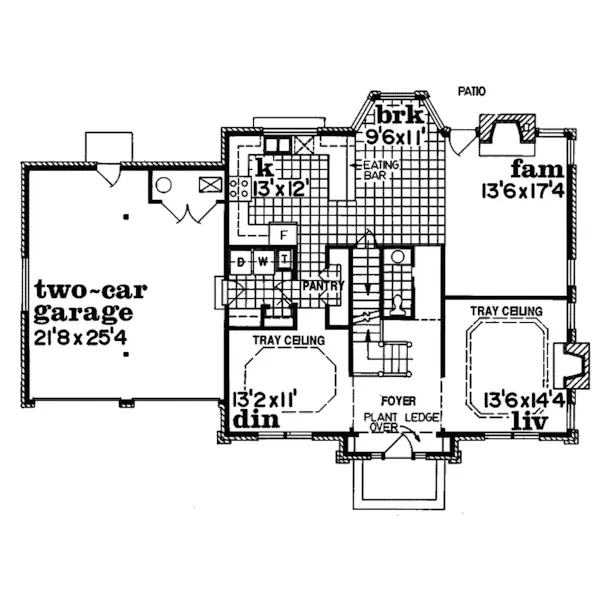 European House Plan First Floor - Single Oak Traditional Home 062D-0319 - Shop House Plans and More