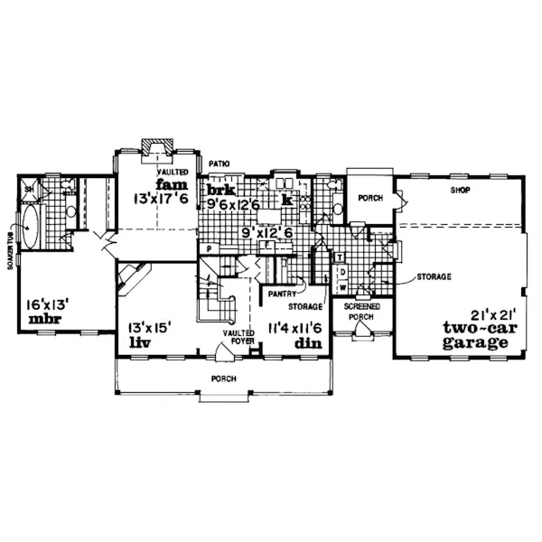 Colonial House Plan First Floor - Cleary Hill Country Home 062D-0320 - Search House Plans and More