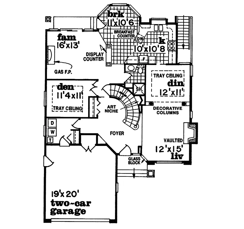 Traditional House Plan First Floor - Barbizon Sunbelt Home 062D-0321 - Search House Plans and More