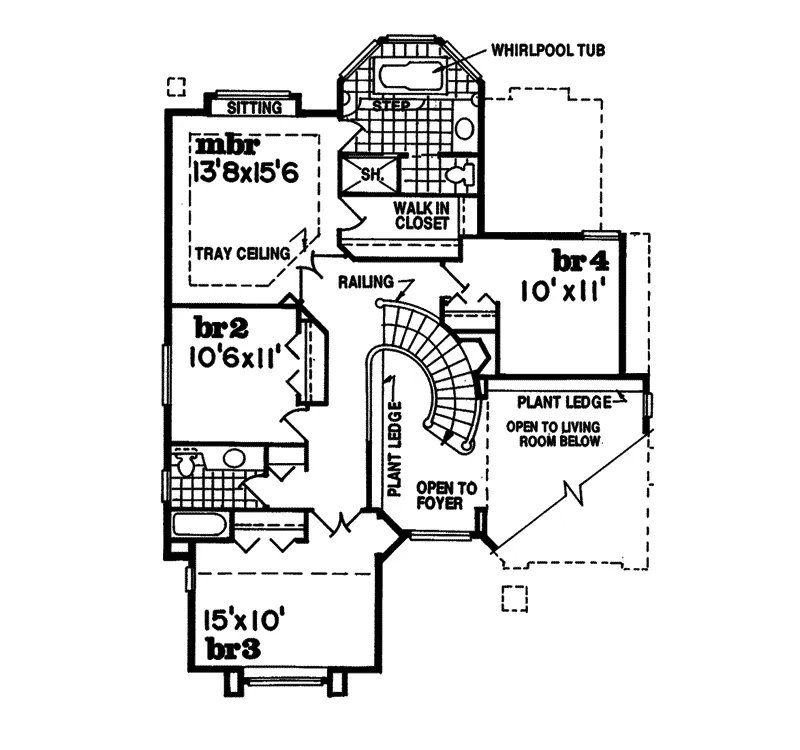 Modern House Plan Second Floor - Barbizon Sunbelt Home 062D-0321 - Search House Plans and More