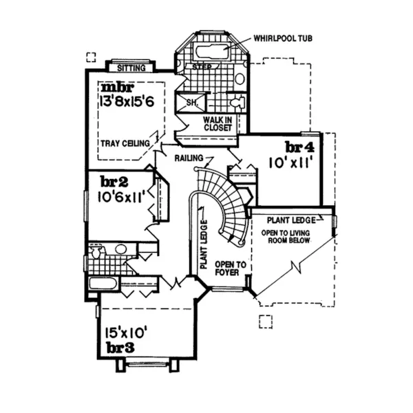 Adobe House Plans & Southwestern Home Design Second Floor - Barbizon Sunbelt Home 062D-0321 - Search House Plans and More