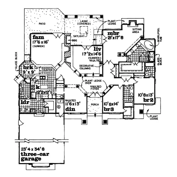 Sunbelt House Plan First Floor - Heron Bay Sunbelt Home 062D-0324 - Search House Plans and More