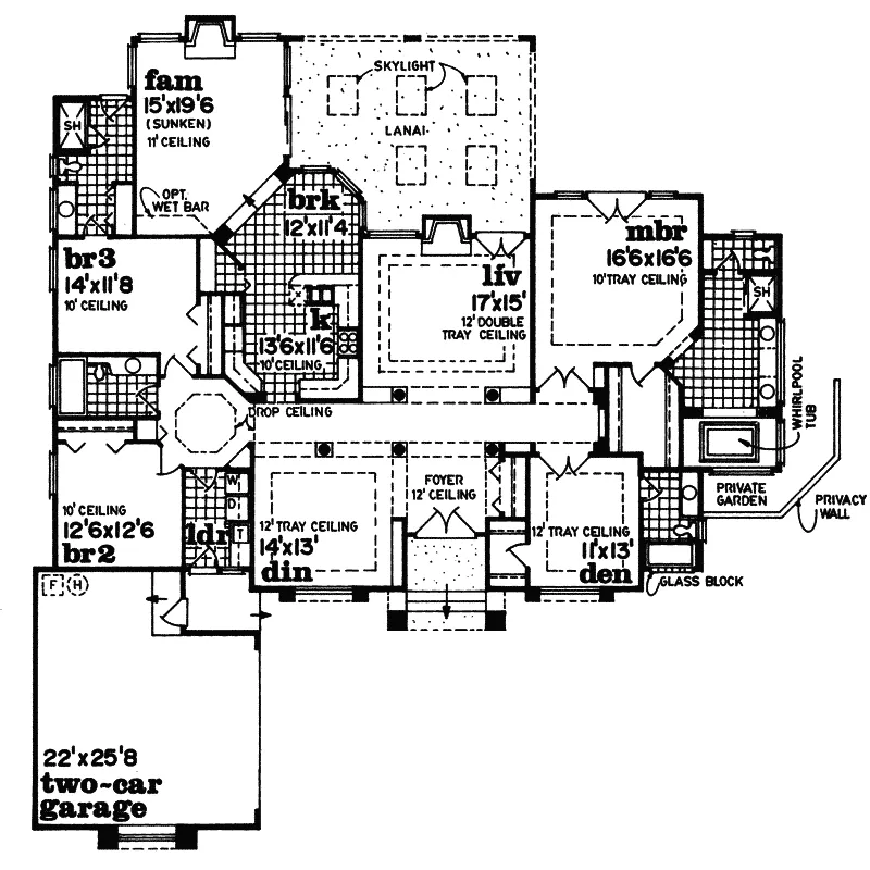 Contemporary House Plan First Floor - Rosalie Sunbelt Home 062D-0325 - Shop House Plans and More