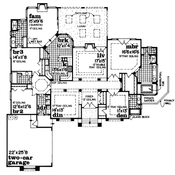 Contemporary House Plan First Floor - Rosalie Sunbelt Home 062D-0325 - Shop House Plans and More