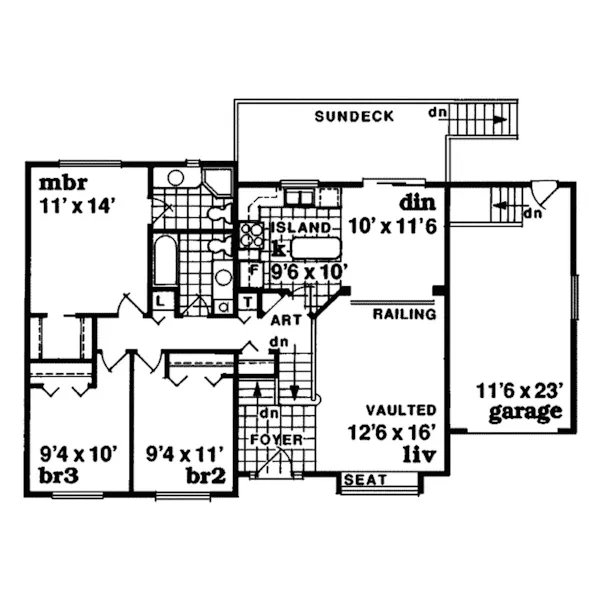 Contemporary House Plan First Floor - Sadonia Split-Level Home 062D-0328 - Shop House Plans and More