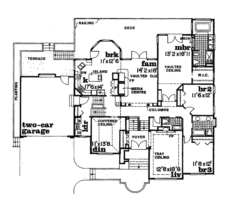 Ranch House Plan First Floor - Carboneras Split-Level Home 062D-0335 - Search House Plans and More
