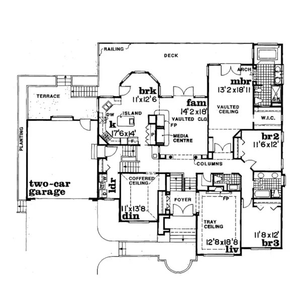 Contemporary House Plan First Floor - Carboneras Split-Level Home 062D-0335 - Search House Plans and More