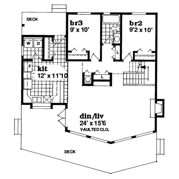 Mountain House Plan First Floor - Lodgehill Rustic A-Frame Home 062D-0337 - Shop House Plans and More