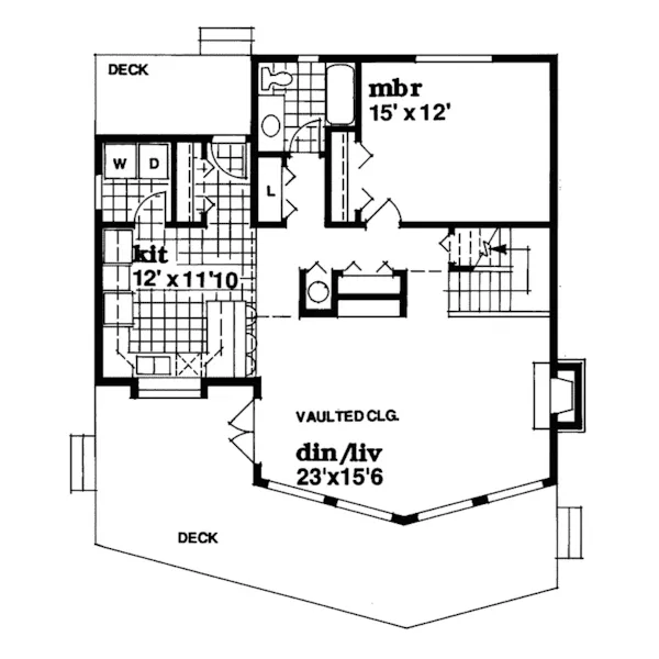 Cabin & Cottage House Plan First Floor - Park Forest Rustic A-Frame Home 062D-0339 - Shop House Plans and More