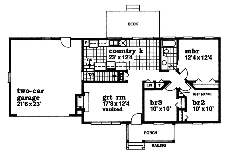 Shingle House Plan First Floor - Randolph Park Ranch Home 062D-0340 - Shop House Plans and More
