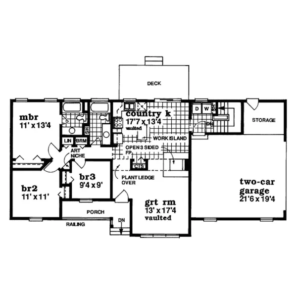 Ranch House Plan First Floor - Rockwell Ranch Home 062D-0341 - Shop House Plans and More